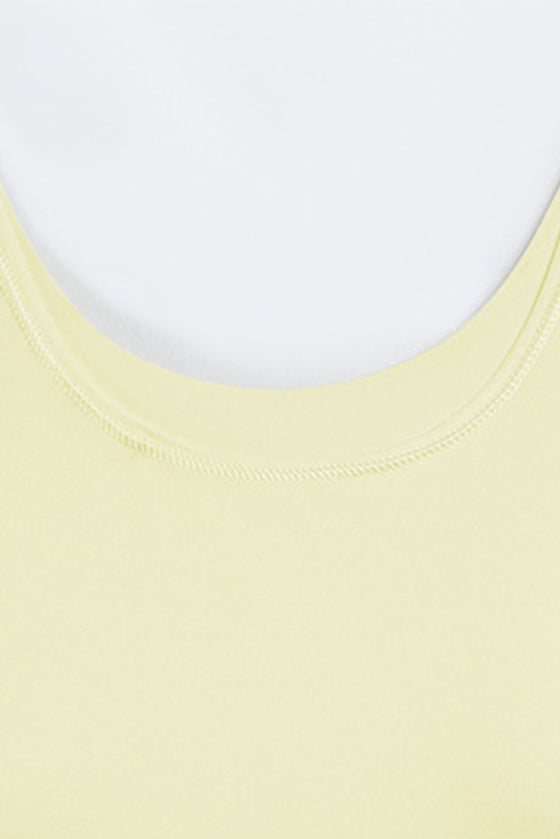 PACK264704-P107-1, Yellow Cream 2-In-1 Cutout Back Split Curved Hem Active Tank Top