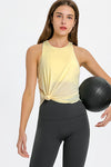 PACK264704-P107-1, Yellow Cream 2-In-1 Cutout Back Split Curved Hem Active Tank Top