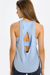 PACK264704-P304-1, Sky Blue 2-In-1 Cutout Back Split Curved Hem Active Tank Top