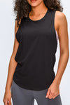PACK264705-P2-1, Black Mesh Patchwork Split Loose Sports Tank Top