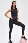 PACK264706-P2-1, Black Sleeveless Textured Wrapped Crop Workout Top