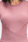 PACK264706-P8010-1, Rose Tan Sleeveless Textured Wrapped Crop Workout Top