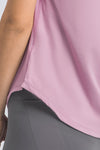 PACK264707-P708-1, Orchid Petal Solid Short Sleeve Cueved Hem Athleisure Top