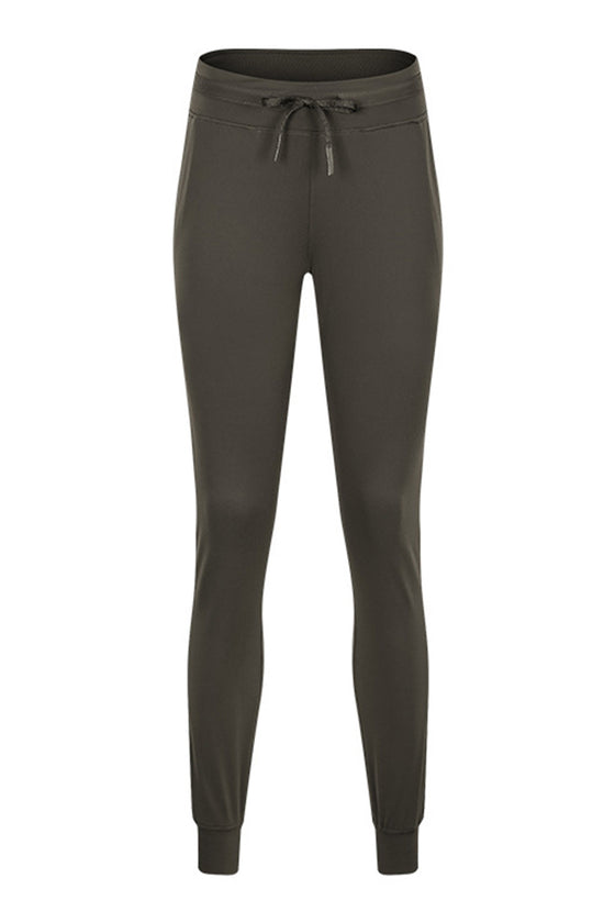 PACK265480-P1509-1, Dim Gray Pocketed Drawstring High Waist Active Joggers