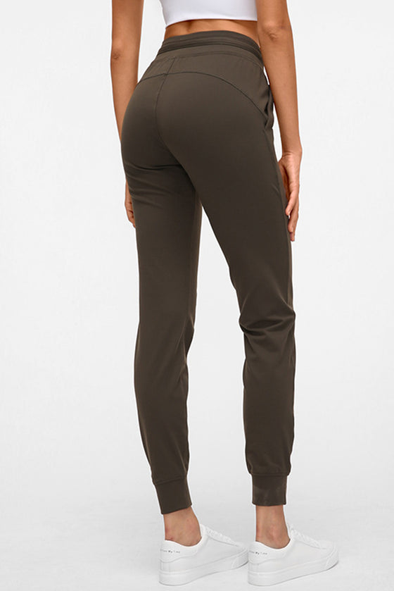 PACK265480-P4017-1, Desert Palm Pocketed Drawstring High Waist Active Joggers