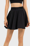 PACK265481-P2-1, Black Ruffled Hem High Waist Workout Skorts