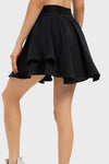 PACK265481-P2-1, Black Ruffled Hem High Waist Workout Skorts