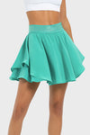 PACK265481-P409-1, Sea Green Ruffled Hem High Waist Workout Skorts