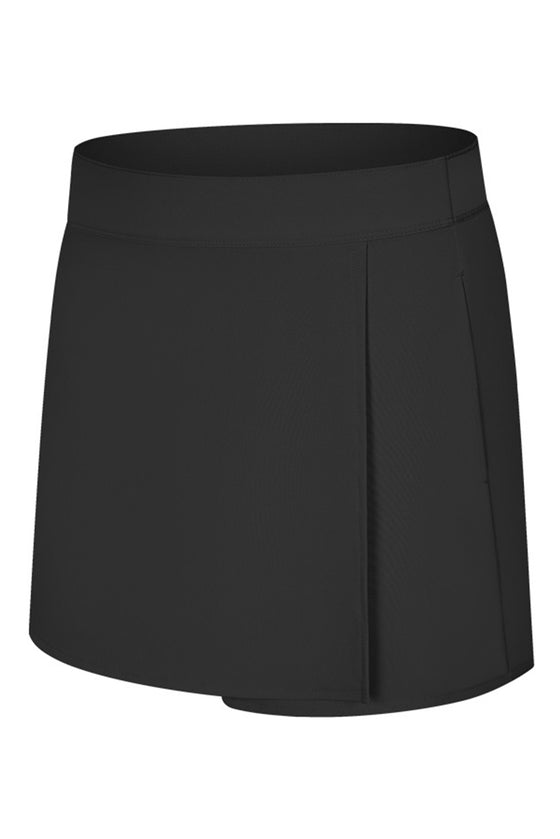 PACK265482-P2-1, Black Multi Pockets Elastic High Waist Yoga Skorts