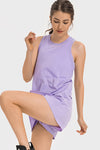 PACK265482-P708-1, Orchid Petal Multi Pockets Elastic High Waist Yoga Skorts
