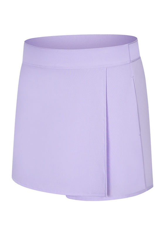 PACK265482-P708-1, Orchid Petal Multi Pockets Elastic High Waist Yoga Skorts