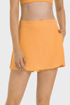 PACK265482-P3014-1, Grapefruit Orange Multi Pockets Elastic High Waist Yoga Skorts