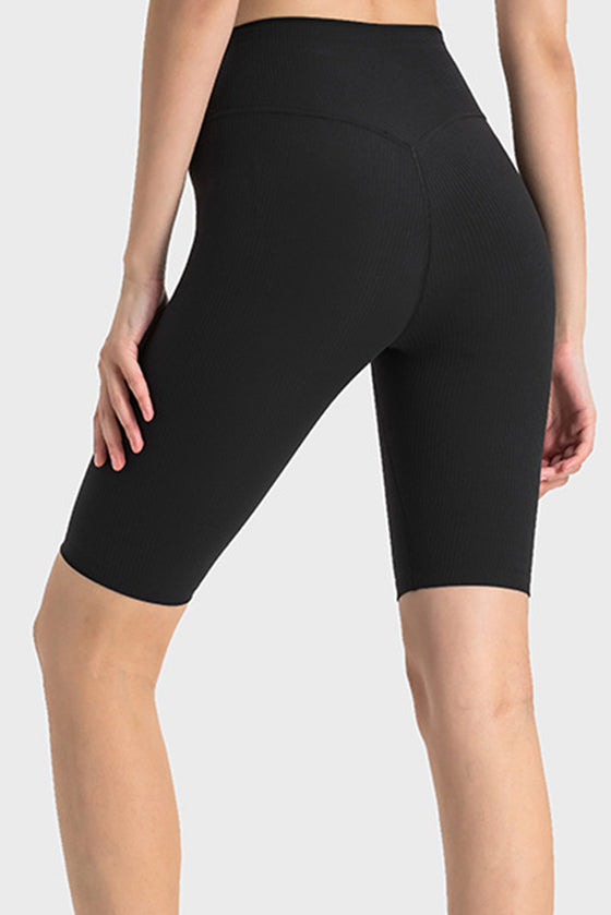 PACK265483-P2-1, Black High Waist Tummy Control Seamless Active Shorts