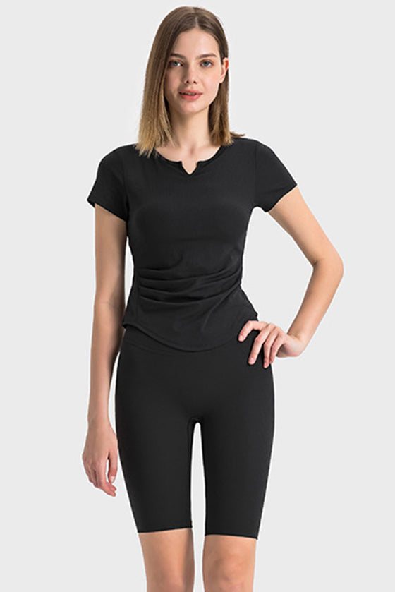 PACK265483-P2-1, Black High Waist Tummy Control Seamless Active Shorts