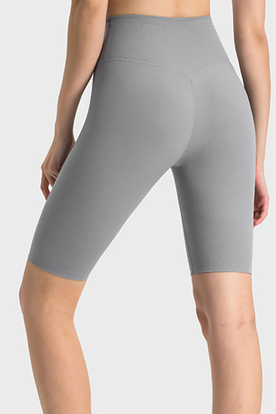 PACK265483-P3011-1, Medium Grey High Waist Tummy Control Seamless Active Shorts