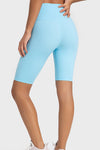 PACK265484-P4-1, Light Blue Solid Color Ribbed High Waist Sports Active Shorts
