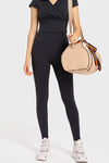 PACK265485-P2-1, Black Solid Color High Waist Tummy Control Active Leggings