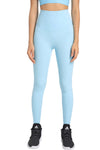 PACK265485-P4-1, Light Blue Solid Color High Waist Tummy Control Active Leggings