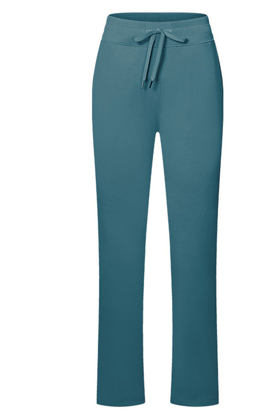 PACK265486-P1709-1, Sea Green Lace-up Waist Straight Leg Workout Pants