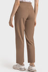 PACK265486-P2017-1, Chestnut Lace-up Waist Straight Leg Workout Pants