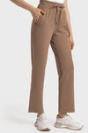 PACK265486-P2017-1, Chestnut Lace-up Waist Straight Leg Workout Pants