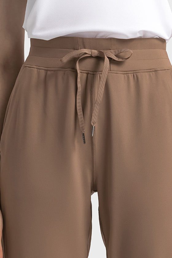 PACK265486-P2017-1, Chestnut Lace-up Waist Straight Leg Workout Pants