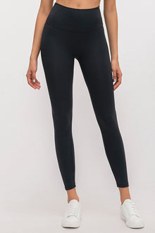  PACK265487-P2-1, Black Solid Color Double Sided Brushed Fitness Active Leggings