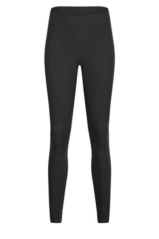 PACK265487-P2-1, Black Solid Color Double Sided Brushed Fitness Active Leggings