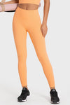 PACK265487-P3014-1, Grapefruit Orange Solid Color Double Sided Brushed Fitness Active Leggings