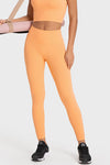 PACK265487-P3014-1, Grapefruit Orange Solid Color Double Sided Brushed Fitness Active Leggings