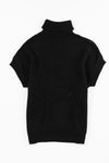 PACK2724435-P2-1, Black Turtleneck Textured Short Sleeve Sweater