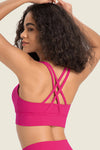 PACK264648-P6-1, Rose Red Solid Strappy Back U Neck Sports Bra