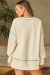 PACK25317249-P101-1, White MERRY Contrast Exposed Seam Oversized Sweatshirt