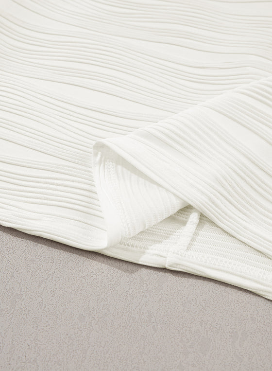 PACK25223441-P101-1, White Wavy Texture Drop Shoulder Long Sleeve Top