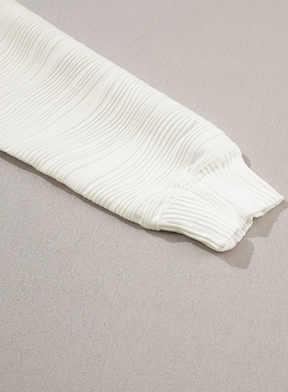 PACK25223441-P101-1, White Wavy Texture Drop Shoulder Long Sleeve Top