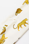 PACK25125349-P1820-1, Apricot Printed Leopard Print Tab Sleeve Loose Fit V Neck Blouse