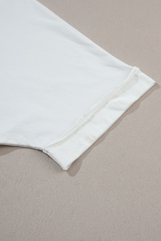 PACK25224764-P1-1, White MAMA Chenille Patched Crew Neck T Shirt