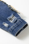 PACK788571-5-1, Blue Letters Patch Distressed Denim Jacket