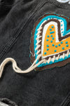 PACK788572-2-1, Black Smile Heart Graphic Patch Distressed Denim Jacket