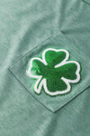 PACK25224973-109-1, Green Sequined Clover Patch Pocket T-shirt