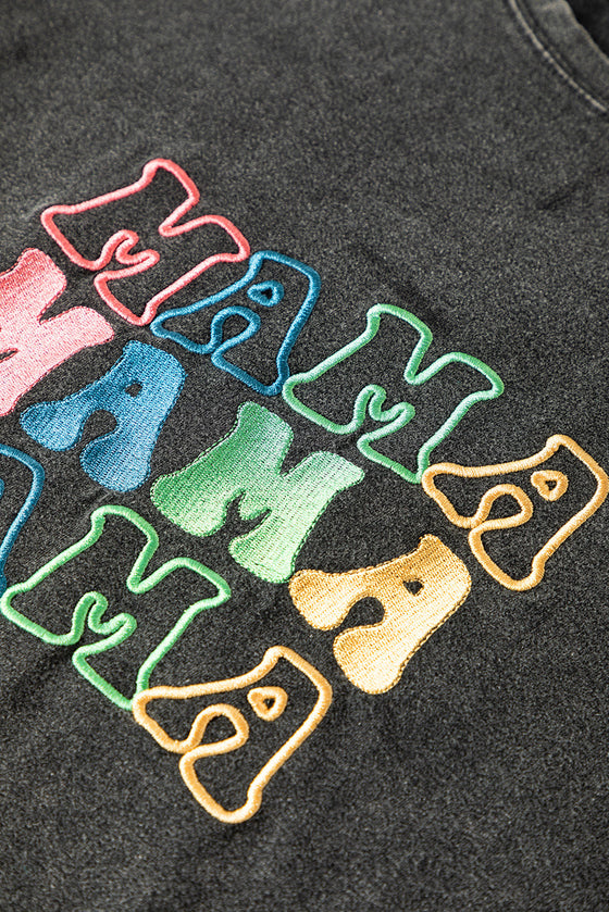 PACK25224974-2-1, Black Embroidered Mama Graphic Vintage Washed Tee