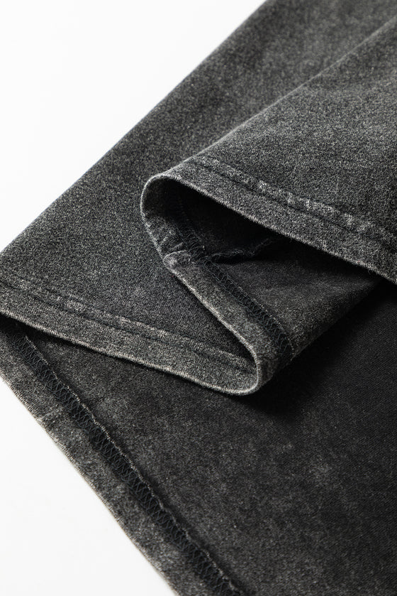 PACK25224975-2-1, Black Butterfly Beaded Mineral Wash Crewneck T Shirt