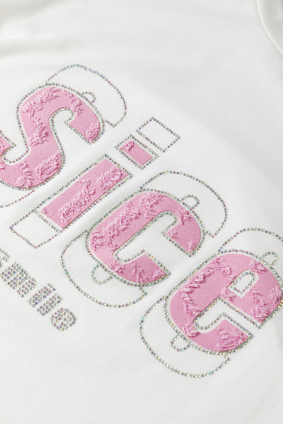 PACK25224977-1-1, White SICE Smile Rhinestone Crew Neck Graphic Tee