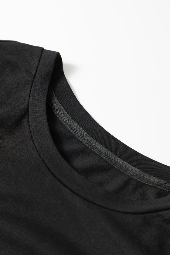 PACK25224980-2-1, Black BUTTERFLY Beaded Horse O Neck Casual T Shirt