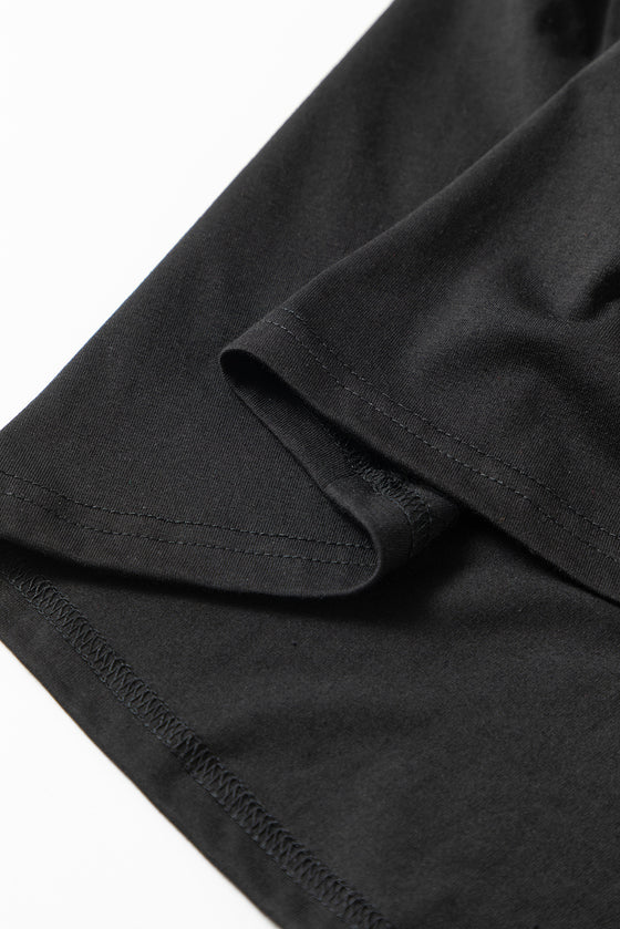 PACK25224980-2-1, Black BUTTERFLY Beaded Horse O Neck Casual T Shirt