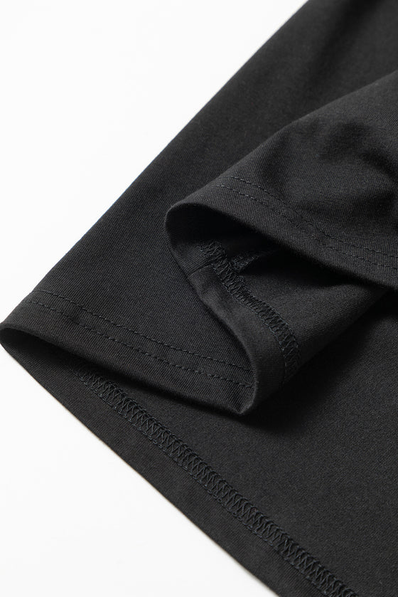 PACK25224981-2-1, Black Letter M Slogan Rhinestone Crewneck Graphic T Shirt