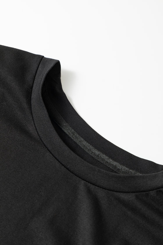 PACK25224982-2-1, Black Rhinestone Embellished SMiLe Heart T Shirt