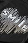PACK25224982-2-1, Black Rhinestone Embellished SMiLe Heart T Shirt