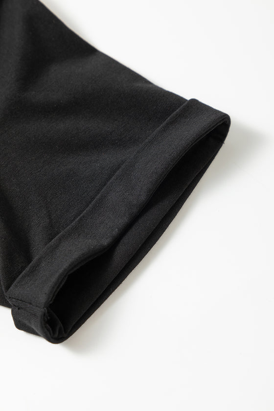 PACK25224982-2-1, Black Rhinestone Embellished SMiLe Heart T Shirt