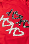 PACK25224983-103-1, Red Rhinestone XOXO Letter Graphic Crew Neck Top